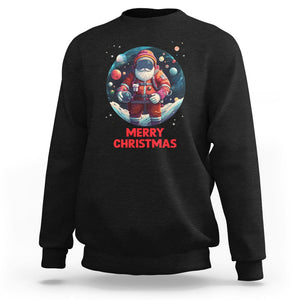 Christmas Sweatshirt Santa Astronaut Xmas Space Colorful Planet TS09 Black Printyourwear