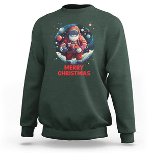 Christmas Sweatshirt Santa Astronaut Xmas Space Colorful Planet TS09 Dark Forest Green Printyourwear