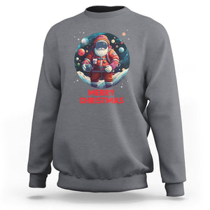 Christmas Sweatshirt Santa Astronaut Xmas Space Colorful Planet TS09 Charcoal Printyourwear