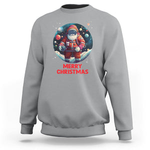 Christmas Sweatshirt Santa Astronaut Xmas Space Colorful Planet TS09 Sport Gray Printyourwear