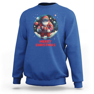 Christmas Sweatshirt Santa Astronaut Xmas Space Colorful Planet TS09 Royal Blue Printyourwear