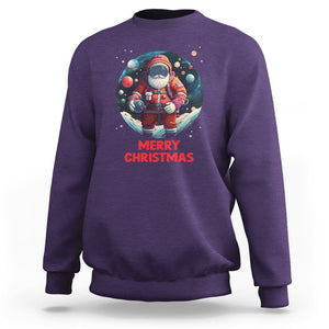 Christmas Sweatshirt Santa Astronaut Xmas Space Colorful Planet TS09 Purple Printyourwear