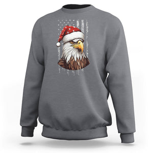 Christmas Sweatshirt Santa Bald Eagle USA Flag Patriotic Xmas TS09 Charcoal Printyourwear