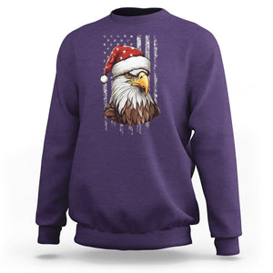 Christmas Sweatshirt Santa Bald Eagle USA Flag Patriotic Xmas TS09 Purple Printyourwear