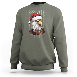 Christmas Sweatshirt Santa Bald Eagle USA Flag Patriotic Xmas TS09 Military Green Printyourwear