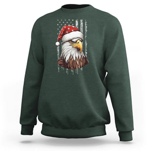 Christmas Sweatshirt Santa Bald Eagle USA Flag Patriotic Xmas TS09 Dark Forest Green Printyourwear