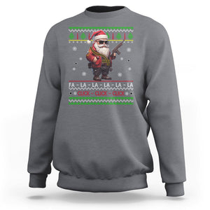 Christmas Sweatshirt Santa Claus Gun Click Click Sing Fa La La La TS09 Charcoal Printyourwear