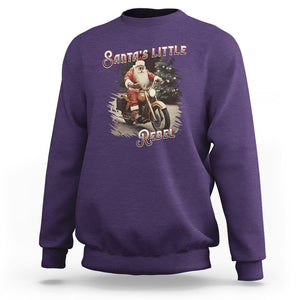 Christmas Sweatshirt Santa's Little Rebel Rinding Motorcycle Vintage Xmas TS09 Purple Printyourwear