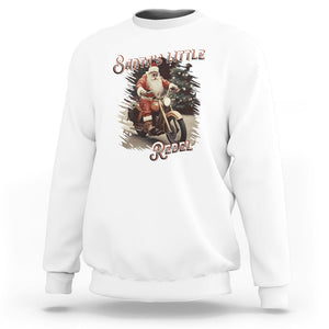 Christmas Sweatshirt Santa's Little Rebel Rinding Motorcycle Vintage Xmas TS09 White Printyourwear