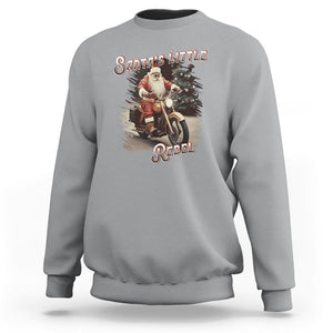 Christmas Sweatshirt Santa's Little Rebel Rinding Motorcycle Vintage Xmas TS09 Sport Gray Printyourwear