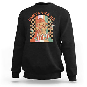 Christmas Sweatshirt Skateboarding Gingerbread Boy Can't Catch Me TS09 Black Printyourwear