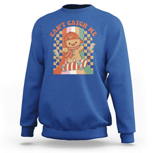 Christmas Sweatshirt Skateboarding Gingerbread Boy Can't Catch Me TS09 Royal Blue Printyourwear