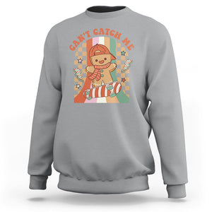 Christmas Sweatshirt Skateboarding Gingerbread Boy Can't Catch Me TS09 Sport Gray Printyourwear