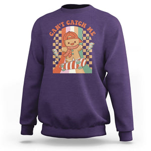 Christmas Sweatshirt Skateboarding Gingerbread Boy Can't Catch Me TS09 Purple Printyourwear