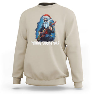 Christmas Sweatshirt Sleigher Hail Santa Rock Electric Guitar Cool Xmas TS09 Sand Printyourwear