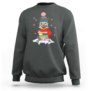 Christmas Sweatshirt Snowman Library Book Stack Winter Librarian TS09 Printyourwear