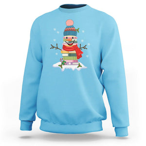 Christmas Sweatshirt Snowman Library Book Stack Winter Librarian TS09 Printyourwear