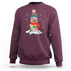 Christmas Sweatshirt Snowman Library Book Stack Winter Librarian TS09 Printyourwear