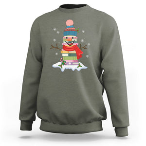 Christmas Sweatshirt Snowman Library Book Stack Winter Librarian TS09 Printyourwear