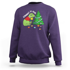 Christmas Sweatshirt Struggle Is Real T-Rex Christmas Tree Star TS09 Printyourwear