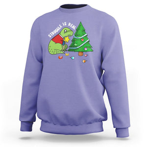 Christmas Sweatshirt Struggle Is Real T-Rex Christmas Tree Star TS09 Printyourwear