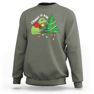 Christmas Sweatshirt Struggle Is Real T-Rex Christmas Tree Star TS09 Printyourwear