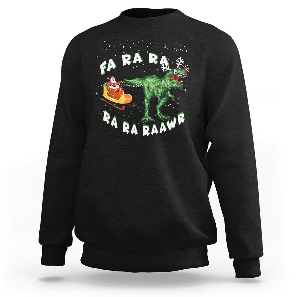 Christmas Sweatshirt Tree Rex Fa Ra Rawr T-Rex Dinosaur TS09 Military Green Printyourwear