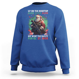 Christmas Sweatshirt Up On The Rooftop Click Click Click Santa Patriotic TS09 Royal Blue Printyourwear