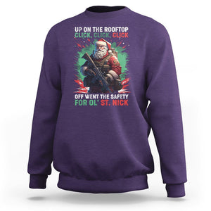 Christmas Sweatshirt Up On The Rooftop Click Click Click Santa Patriotic TS09 Purple Printyourwear