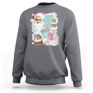 Christmas Sweatshirt Vintage Pink Santa Claus Ho Ho Ho TS09 Charcoal Printyourwear