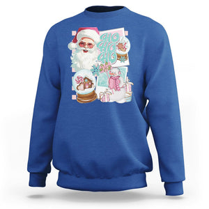 Christmas Sweatshirt Vintage Pink Santa Claus Ho Ho Ho TS09 Royal Blue Printyourwear