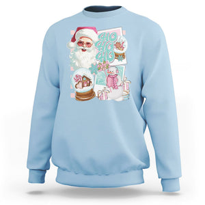 Christmas Sweatshirt Vintage Pink Santa Claus Ho Ho Ho TS09 Light Blue Printyourwear