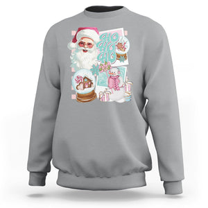 Christmas Sweatshirt Vintage Pink Santa Claus Ho Ho Ho TS09 Sport Gray Printyourwear