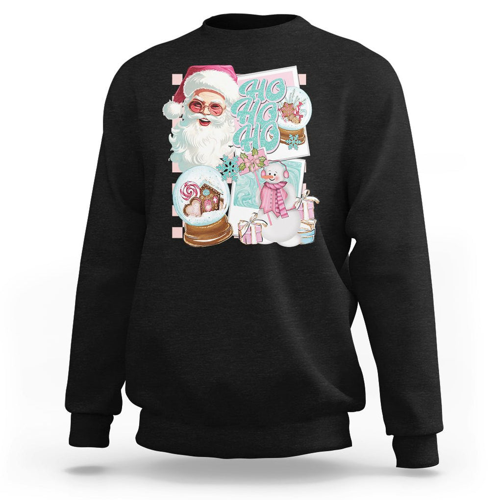 Christmas Sweatshirt Vintage Pink Santa Claus Ho Ho Ho TS09 Black Printyourwear