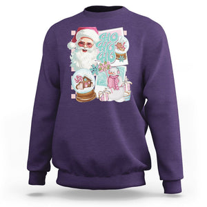 Christmas Sweatshirt Vintage Pink Santa Claus Ho Ho Ho TS09 Purple Printyourwear