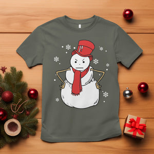 Christmas T Shirt Angry Snowman Funny Xmas TS09 Military Green Printyourwear