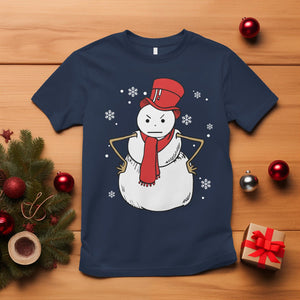 Christmas T Shirt Angry Snowman Funny Xmas TS09 Navy Printyourwear