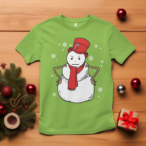 Christmas T Shirt Angry Snowman Funny Xmas TS09 Lime Printyourwear