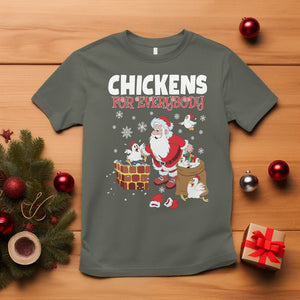 Christmas T Shirt Chickens For Everybody Santa Present Chimney TS09 Military Green Printyourwear