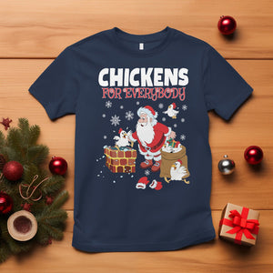 Christmas T Shirt Chickens For Everybody Santa Present Chimney TS09 Navy Printyourwear