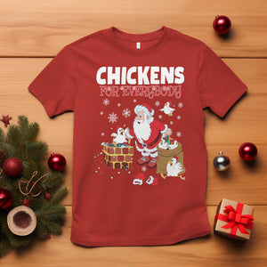 Christmas T Shirt Chickens For Everybody Santa Present Chimney TS09 Red Printyourwear