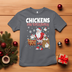 Christmas T Shirt Chickens For Everybody Santa Present Chimney TS09 Charcoal Printyourwear