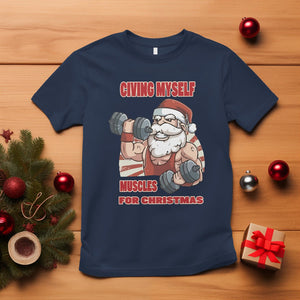 Christmas T Shirt Civing Muscles Santa Weightlifting Gymer TS09 Navy Printyourwear