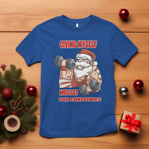 Christmas T Shirt Civing Muscles Santa Weightlifting Gymer TS09 Royal Blue Printyourwear