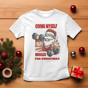 Christmas T Shirt Civing Muscles Santa Weightlifting Gymer TS09 White Printyourwear