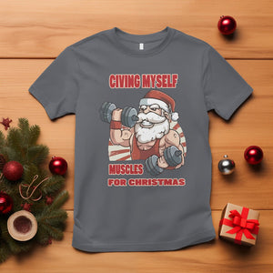 Christmas T Shirt Civing Muscles Santa Weightlifting Gymer TS09 Charcoal Printyourwear