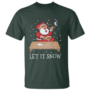 Christmas T Shirt Cocaine Let It Snow Ugly Santa Snorting TS09 Dark Forest Green Printyourwear