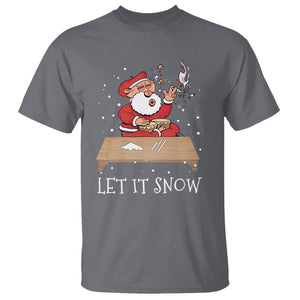 Christmas T Shirt Cocaine Let It Snow Ugly Santa Snorting TS09 Charcoal Printyourwear