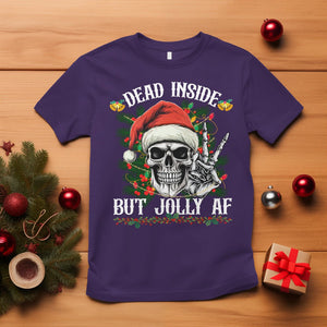 Christmas T Shirt Dead Inside But Jolly AF Funny Skull Skeleton TS09 Purple Printyourwear