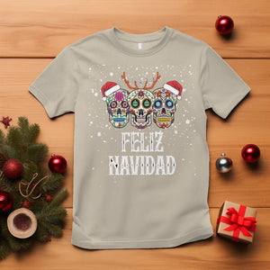 Christmas T Shirt Feliz Navidad Mexican Sugar Skulls Reindeer Santa TS09 Sand Printyourwear